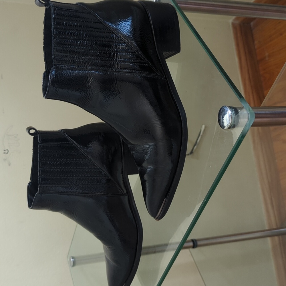 Marc Fisher patent ankle boots
